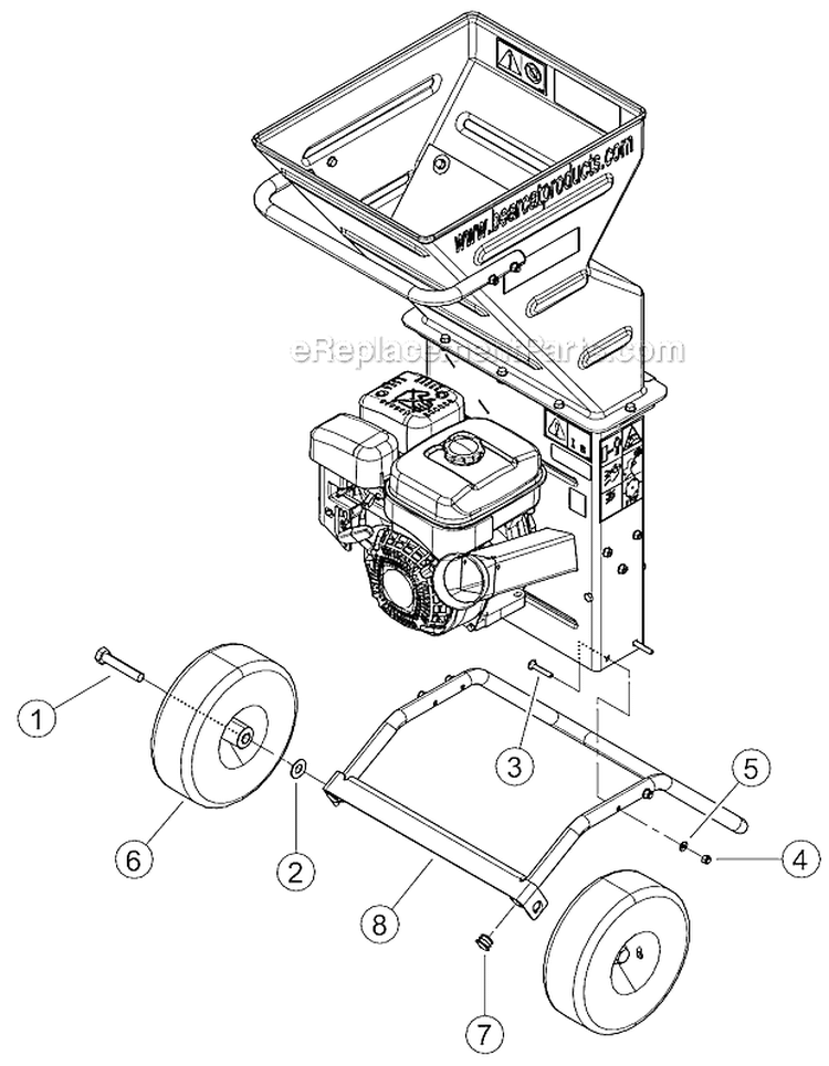 Stand Diagram and Parts List for SC2170 B00001 Bear Cat Chipper Shredder